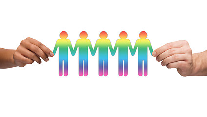 Image showing hands holding paper chain gay people