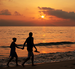 Image showing Couple at sunset