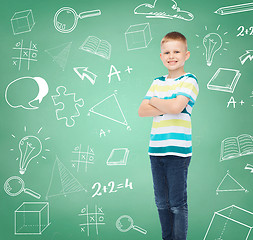 Image showing little boy in casual clothes with arms crossed