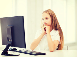 Image showing student girl with computer at school