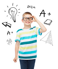 Image showing smiling little boy in eyeglasses