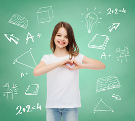 Image showing smiling little girl in white blank t-shirt