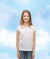 Image showing smiling little girl in white blank t-shirt