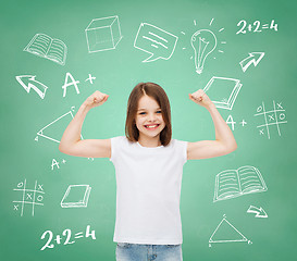 Image showing smiling little girl in white blank t-shirt