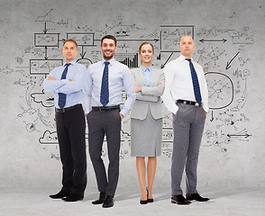 Image showing group of smiling businessmen over white background