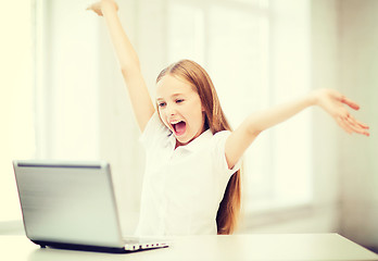 Image showing girl with laptop pc at school