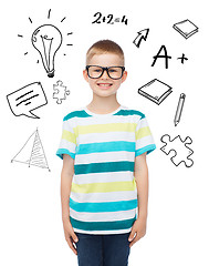 Image showing smiling little boy in eyeglasses