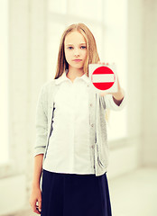 Image showing girl showing stop sign