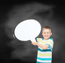 Image showing smiling little boy with blank text bubble