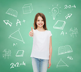 Image showing smiling little girl in white blank t-shirt