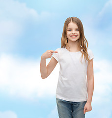 Image showing smiling little girl in blank white t-shirt