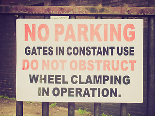 Image showing Retro look No parking sign