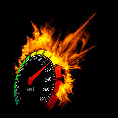 Image showing Burning speedometer