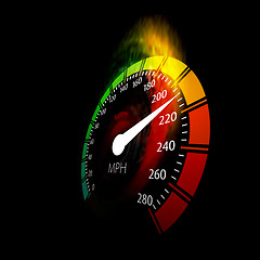 Image showing Speedometer with speed fire path