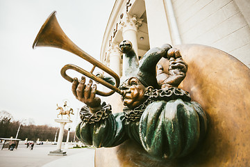 Image showing Sculpture clown acrobat with pipes in the Belarusian Circus In M