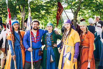 Image showing Warriors participants of VI festival of medieval culture 