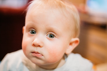 Image showing Little child baby boy Close up portrait