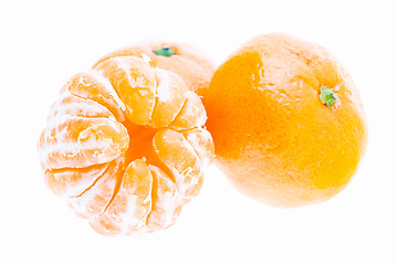 Image showing Peeled Mandarin Tangerine Orange Fruit Isolated On White Backgro