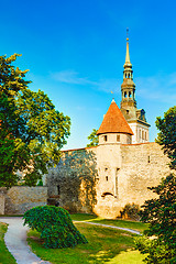 Image showing Medieval towers - part of old the city wall. Tallinn, Estonia