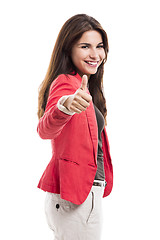 Image showing Business woman with thumbs up