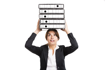 Image showing Business woman carying folders