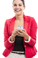 Image showing Business woman sending sms