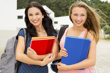 Image showing Two beautiful teenage students