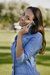 Image showing Beautiful woman talking at phone