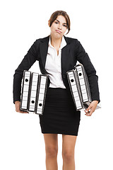 Image showing Business woman holding folders