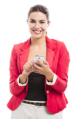Image showing Business woman sending sms