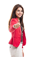 Image showing Business woman with thumbs up