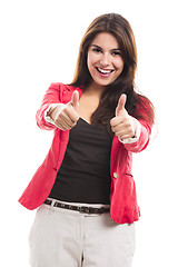 Image showing Business woman with thumbs up