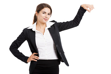 Image showing Business woman holding something