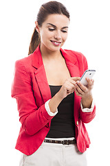 Image showing Business woman sending sms