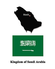Image showing Map of Saudi Arabia and its flag