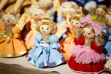 Image showing Colorful Belarusian Straw Dolls At The Market In Belarus