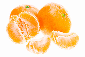 Image showing Peeled Mandarin Tangerine Orange Fruit Isolated On White Backgro