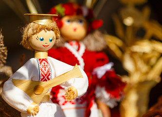 Image showing Colorful Belarusian Straw Dolls At The Market In Belarus