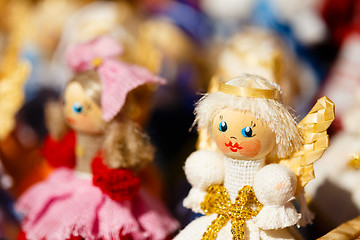 Image showing Colorful Belarusian Straw Dolls At The Market In Belarus