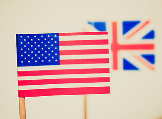 Image showing Retro look British and American flags