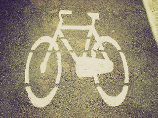 Image showing Retro look Bike lane sign