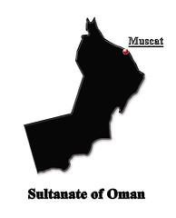 Image showing Black map of Sultanate of Oman