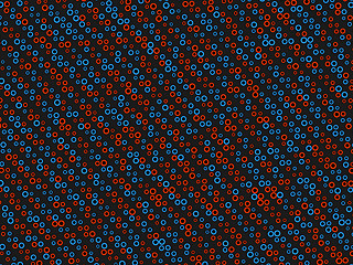 Image showing Polka dot pattern with red and blue circles on black