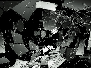 Image showing Pieces of Destructed or Shattered glass on black