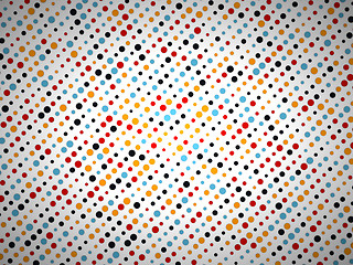 Image showing Polka dot pattern with black yellow blue and red circles
