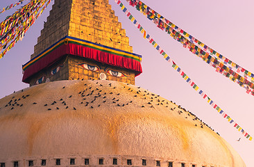 Image showing Eyes of Buddha on Boudhanath stupa in Kathmandu