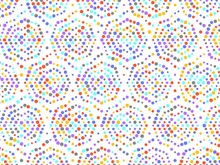 Image showing Polka dot spiral pattern with red yellow grey purple blue circle