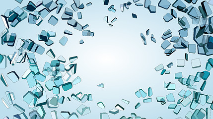 Image showing Shattered or smashed pieces of blue glass