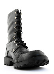 Image showing Army style black leather boot