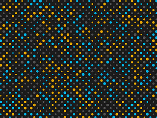 Image showing Polka dot background with yellow grey and blue circles